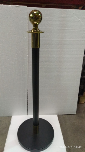 Столбик ограждения солеи металлический с шаром, 32х94 см, черный с золотом, У-1221 фото 2