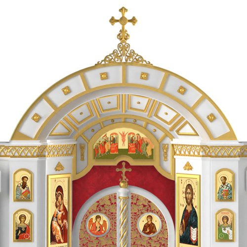Иконостас "Рождественский" одноярусный белый с золотом (поталь), 848,5х426х53 см фото 8