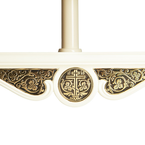 Полка для икон угловая двухъярусная, цвет белый, басменный декор, 63х33х32 см фото 5 Полка для икон угловая двухъярусная, цвет белый, басменный декор, 63х33х32 см фото 5