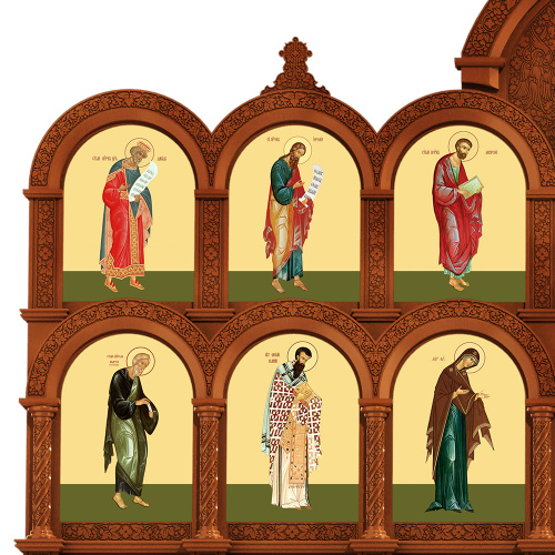 Иконостас деревянный резной "Владимирский" четырехъярусный, цвет "кипарис", 690х730х45 см фото 10 Иконостас деревянный резной "Владимирский" четырехъярусный, цвет "кипарис", 690х730х45 см фото 10