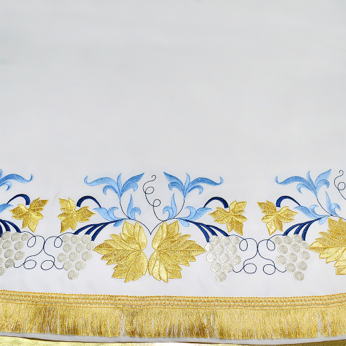 Подризник белый с цветной вышивкой, с рисунком "Фантазия", мокрый шелк фото 3