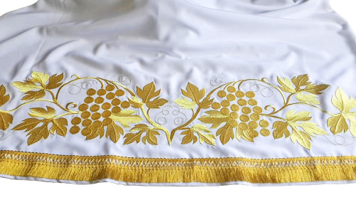 Подризник белый, золотая вышивка с рисунком "Виноградная лоза" фото 2