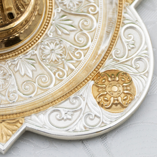 Елейница / чаша для елеопомазания из ювелирного сплава в серебрении, с позолотой и фианитами фото 7