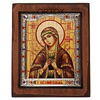 Икона Божией Матери "Семистрельная", под старину, металлическая окантовка с украшениями