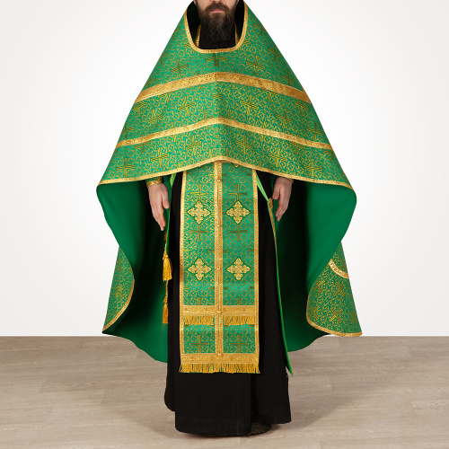 Иерейское облачение, парча "Афон", зеленое с золотом фото 8 Иерейское облачение, парча "Афон", зеленое с золотом фото 8