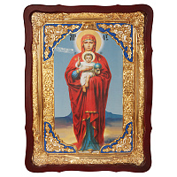 Икона большая храмовая Божией Матери "Валаамская", фигурная рама, эмаль, 60х80 см, У 8-0190