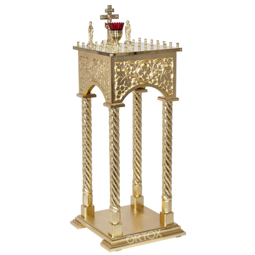 Панихидный стол на 36-50 свечей "Суздальский", позолоченный, колонны, резьба, высота 100 см