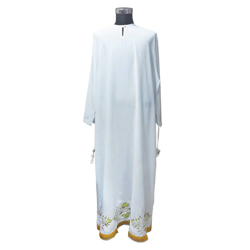 Подризник белый, золотая вышивка, бахрома