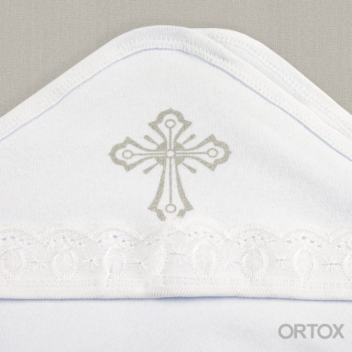 Пеленка-полотенце для крещения из хлопка, с кружевом, 90х90 см фото 3