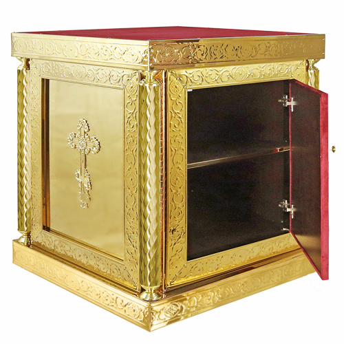 Жертвенник "Золотые своды" с иконой "Моление о чаше" чеканка, литье, высота 100 см фото 6