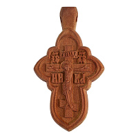 Деревянный нательный крестик «Квадрифолий» с распятием, цвет темный, высота 5,3 см