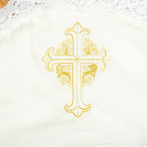 Комплект для крещения "Мечта" белый: рубашка и кружевная пеленка, хлопок, размер 80 фото 3