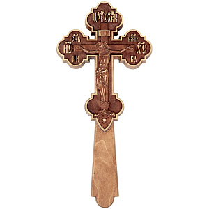 Крест требный деревянный темный резной, 12,5х27 см (груша)
