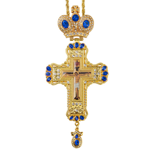 Крест наперсный с цепью, цинковый сплав, камни, 8х18,5 см, У-1331