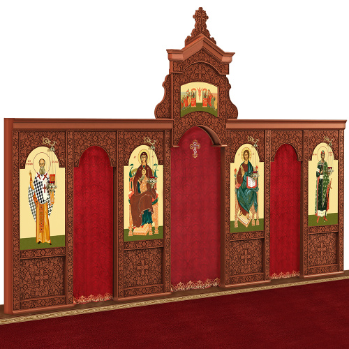 Иконостас деревянный "Суздальский" одноярусный, цвет "кипарис", 608х378х25,4 см фото 3 Иконостас деревянный "Суздальский" одноярусный, цвет "кипарис", 608х378х25,4 см фото 3