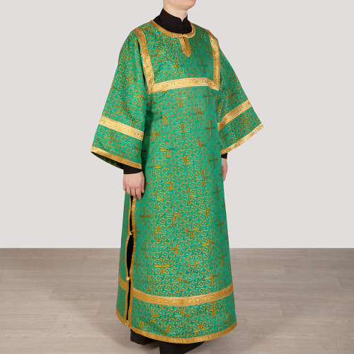 Стихарь алтарника, парча "Афон", зеленый с золотом фото 6