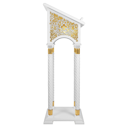Аналой боковой "Суздальский" белый с золотом (поталь), колонны, резьба, 46х46х135 см фото 4