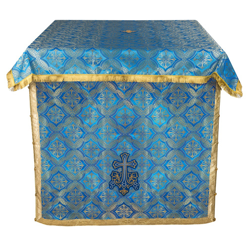 Облачение на престол голубое, церковный шелк, 100х100х100 см фото 2