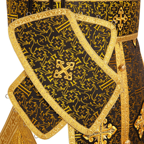 Иерейское облачение, парча "Афон", черное с золотом фото 6