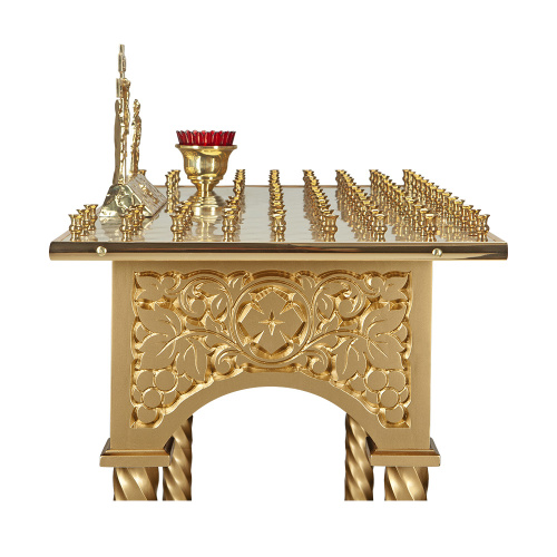 Панихидный стол на 70-100 свечей "Суздальский" позолоченный, колонны, резьба фото 7
