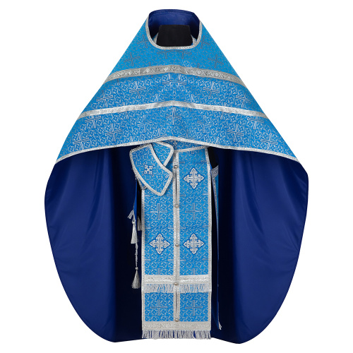 Иерейское облачение, парча "Афон", голубое с серебром