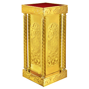 Подставка церковная "Иерусалимская" с колоннами, чеканка, 40х40х90 см (красная ткань)