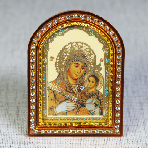 Икона настольная Божией Матери "Иерусалимская", пластиковая рамка, 6,4х8,6 см фото 6