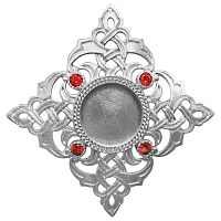 Мощевик накладной серебряный с фианитами, Ø 50/10 мм