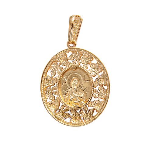 Образок серебряный с ликом Божией Матери "Семистрельная", позолота, родирование фото 2