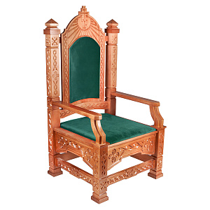 Архиерейский трон "Вятский" светлый, 78х72х150 см (зеленая ткань)