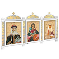 Киот настенный "Суздальский" белый с золотом (поталь), три модуля