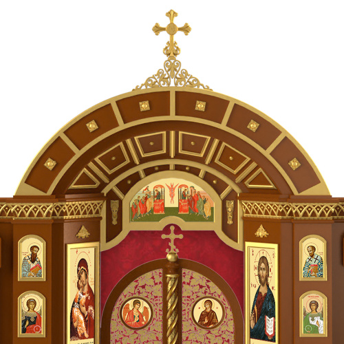 Иконостас "Рождественский" одноярусный, цвет "кипарис" с золотом (поталь), 848,5х426х53 см фото 8