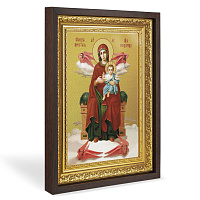 Икона Икона Божией Матери "Всецарица", в широком багете, цвет "темный дуб", на холсте, с золочением №2