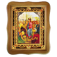 Икона "Вход Господень во Иерусалим", 22х27 см, фигурная багетная рамка