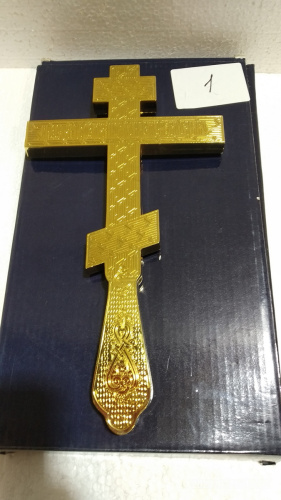 Крест напрестольный латунный восьмиконечный, 14,5х26 см, У-0631 фото 3