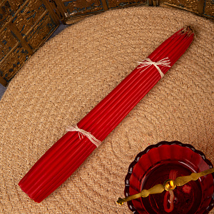 Свечи "Иерусалимские" парафиновые красные, обожженные Благодатным огнем (связка) (высота 24 см)
