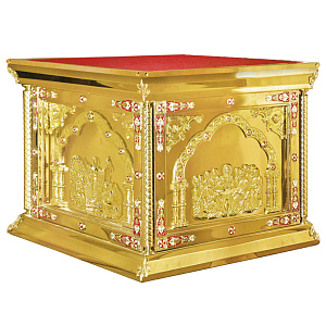 Облачение на престол "Золотые своды", эмаль (высота 107 см) (130х130х107 см красная ткань)