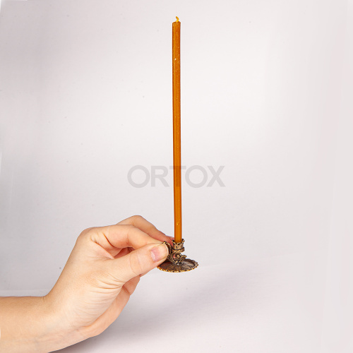 Подсвечник настольный литой с ручкой "Цветок на ножке", бронза, 3,5х2,5 см фото 6