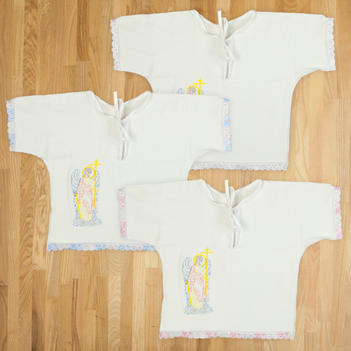Рубашка для крещения белая, фланель, вышивка, размер 62-74 фото 9