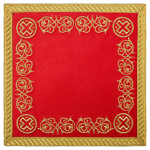Плат под крест квадратный красный вышитый, 30х30 см, бархат (галун)