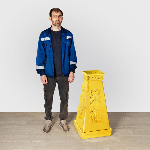 Подставка под хоругвь, крест, икону "Иерусалимская", чеканка, 45х45х90 см фото 4