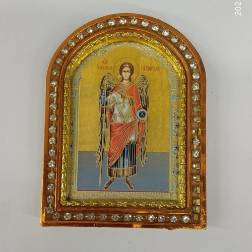 Икона настольная Архангела Михаила, пластиковая рамка, 6,4х8,6 см, У-0839 фото 5