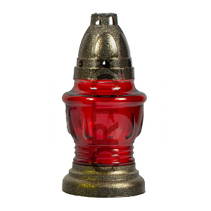 Лампада неугасимая (фонарик) красная, высота 17 см (стеклянная)