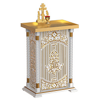 Панихидный стол песковой "Суздальский" белый с золотом (патина), резьба, высота 100 см