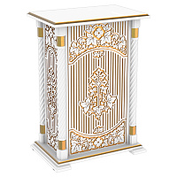 Подставка церковная "Суздальская" белая с золотом (патина), резьба, 70х46х100 см