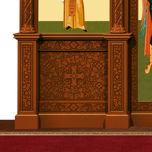 Иконостас деревянный резной "Владимирский" одноярусный, цвет "кипарис", 690х282х40 см №2 фото 7