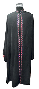 Ряса греческая черная мужская с вышивкой, ткань костюмная (с отворотами)