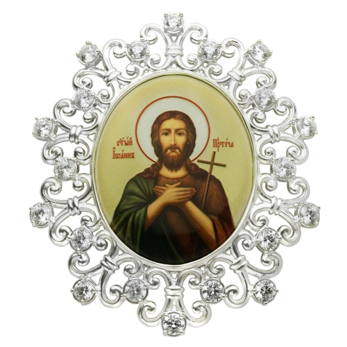 Накладки на митру (комплект из 4 штук) из ювелирного сплава в серебрении, с фианитами, №13 фото 4