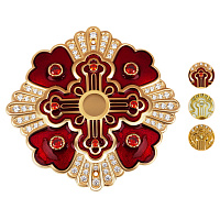 Мощевик накладной из ювелирного сплава в позолоте с эмалью и фианитами, Ø 75/9 мм