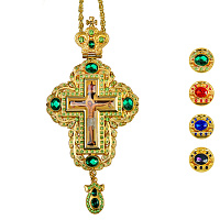 Крест наперсный с цепью, цинковый сплав, камни, 7,5х16 см